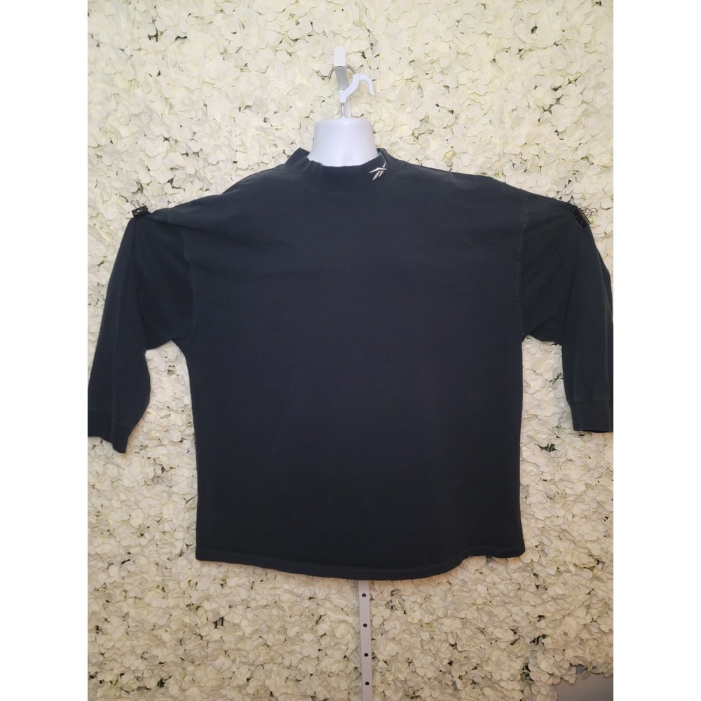 Reebok Mock Neck Long Sleeve 4X Black Vintage Mens Long Sleeve Tshirt